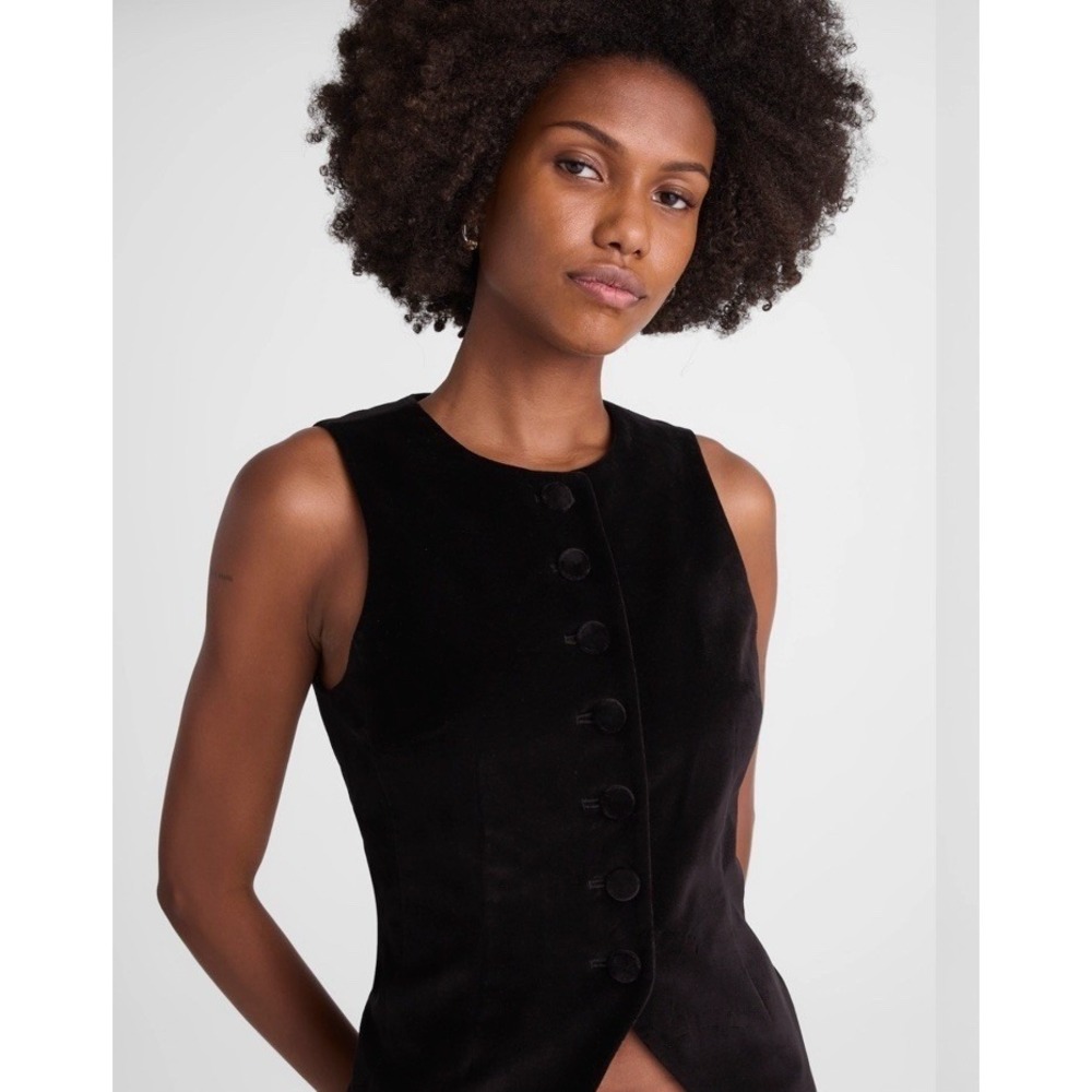 Madewell NWT The Nolita Crewneck Vest in Velvet Black Size 4 Dressy Chic
